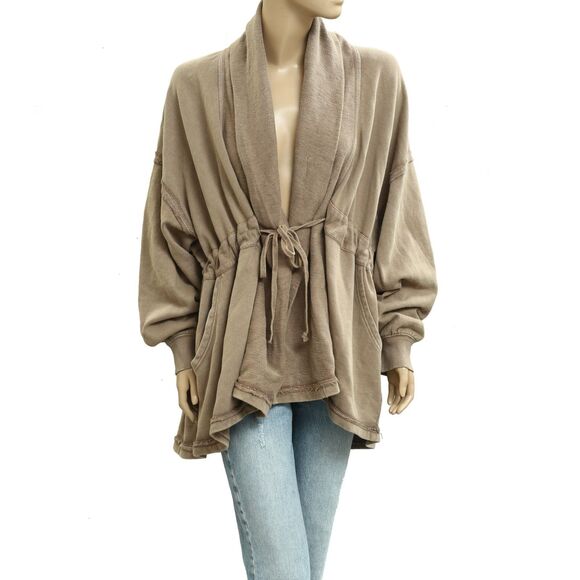 Free People Boothbay Sweatshirt Jacket Cardi Top Ventilated Oversized S 283725 - Picture 3 of 7